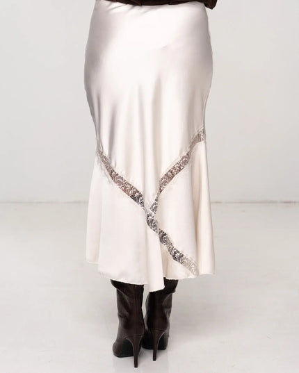 SPÓDNICA SATYNOWA MARBELL KREMOWA