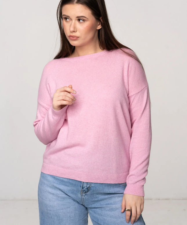 SWETER LUMI RÓŻOWY 50% KASZMIR 50% WEŁNA