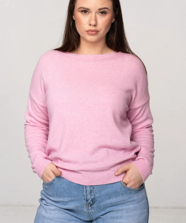 SWETER LUMI RÓŻOWY 50% KASZMIR 50% WEŁNA