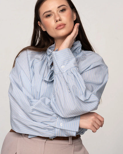 BLUZKA KOSZULOWA ZETA W PASKI NIEBIESKA