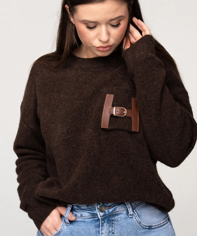 SWETER HERMIS CZEKOLADOWY