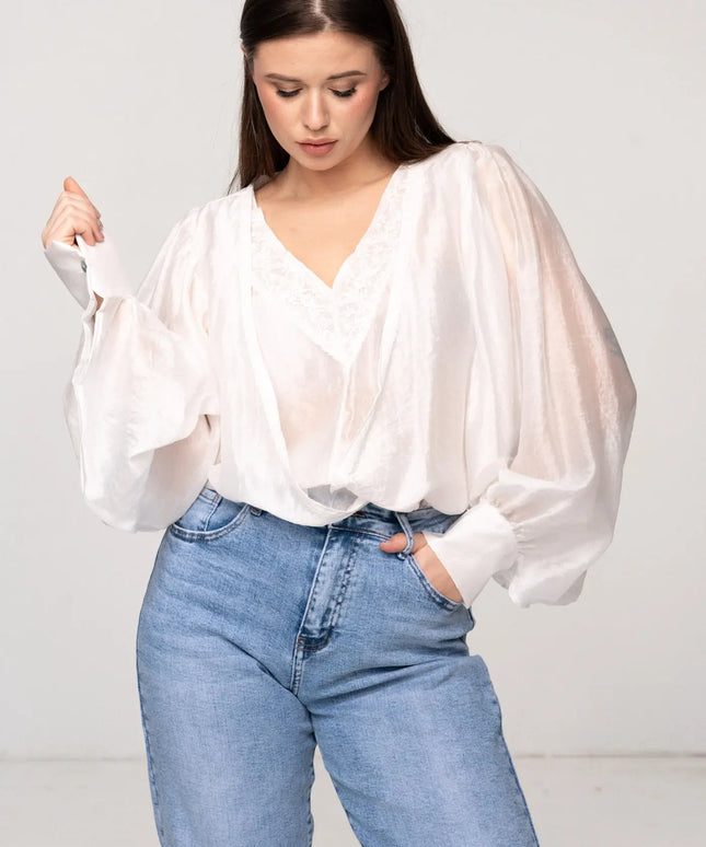 BLUZKA KOSZULOWA ROSALIE BIAŁA