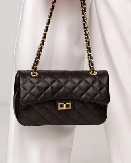 TOREBKA CHANELKA CZEKOLADOWA ZE SKÓRY NATURALNEJ MAXI