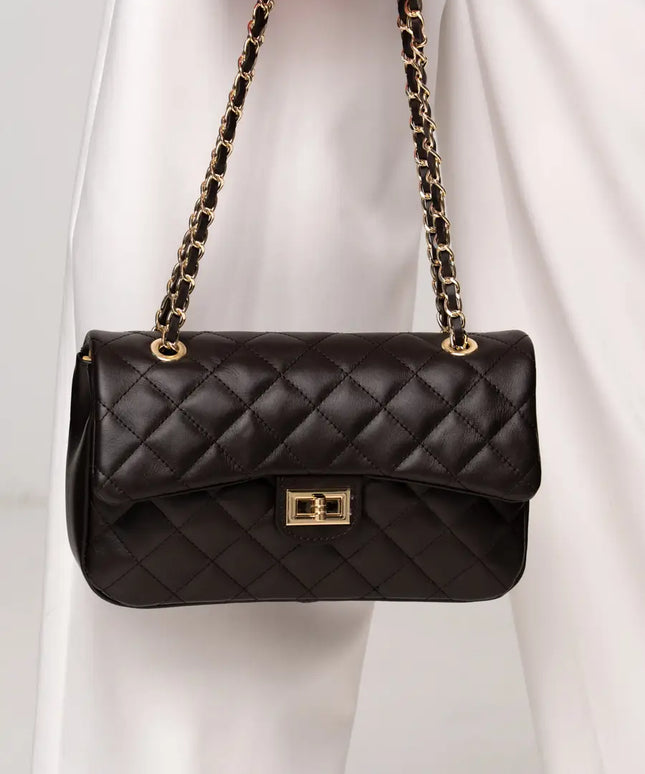 TOREBKA CHANELKA CZEKOLADOWA ZE SKÓRY NATURALNEJ MAXI