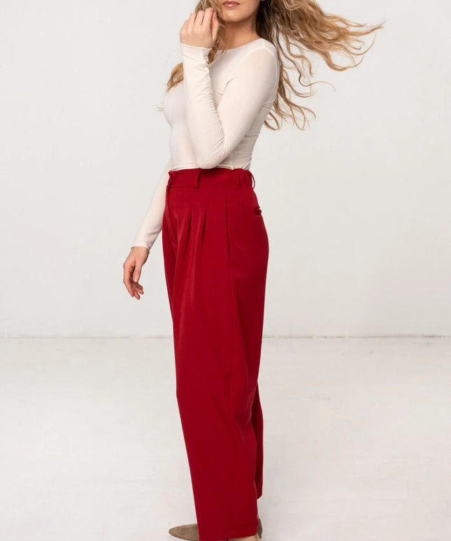 SPODNIE LINA CZERWONE