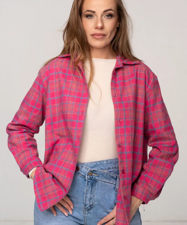 KOSZULA NICOL RÓŻOWA W KRATĘ