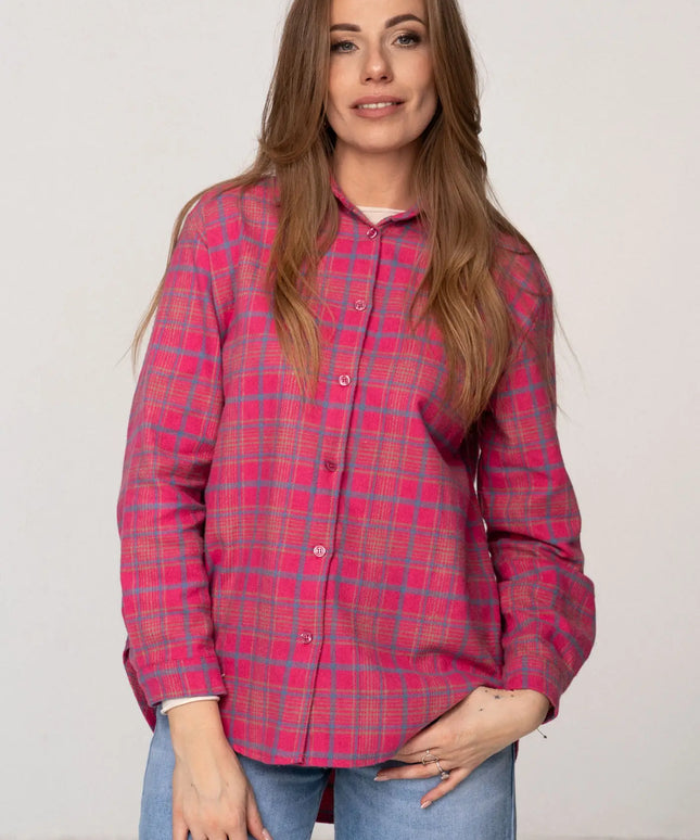 KOSZULA NICOL RÓŻOWA W KRATĘ