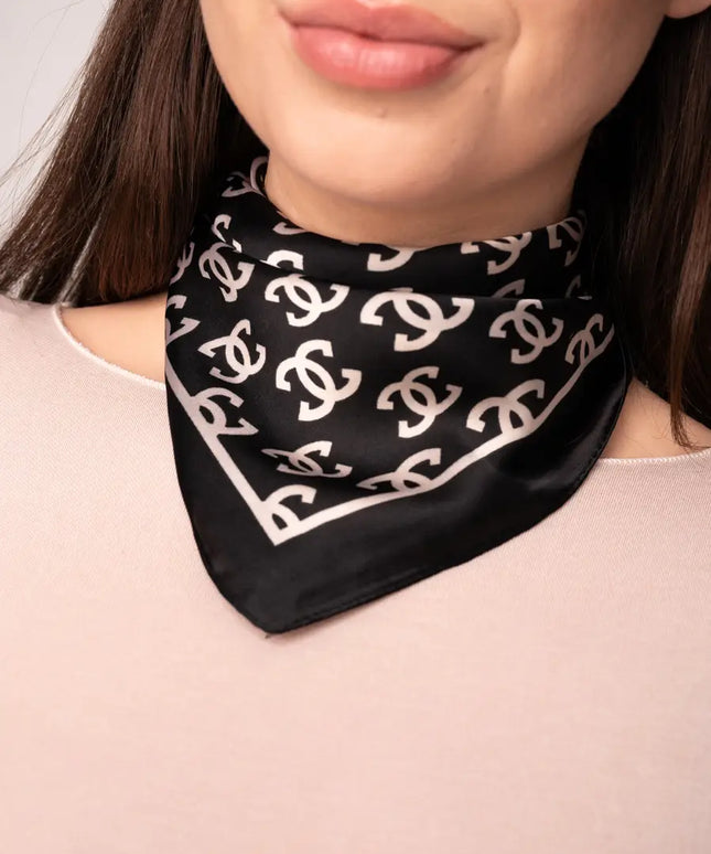 APASZKA  W STYLU CHANEL CZARNO BEŻOWA