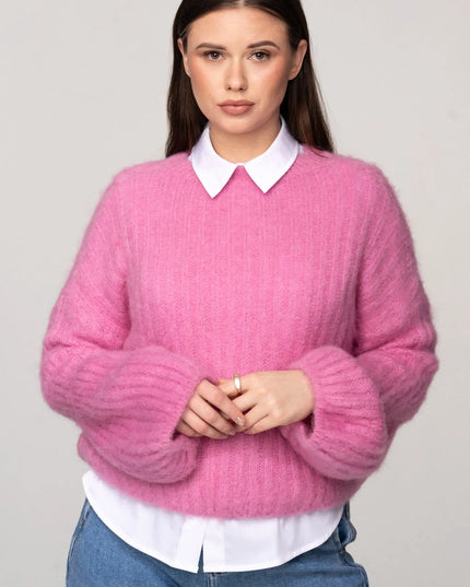 SWETER SIMPLE RÓŻ 60% MOHER