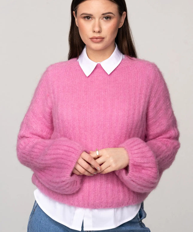 SWETER SIMPLE RÓŻ 60% MOHER