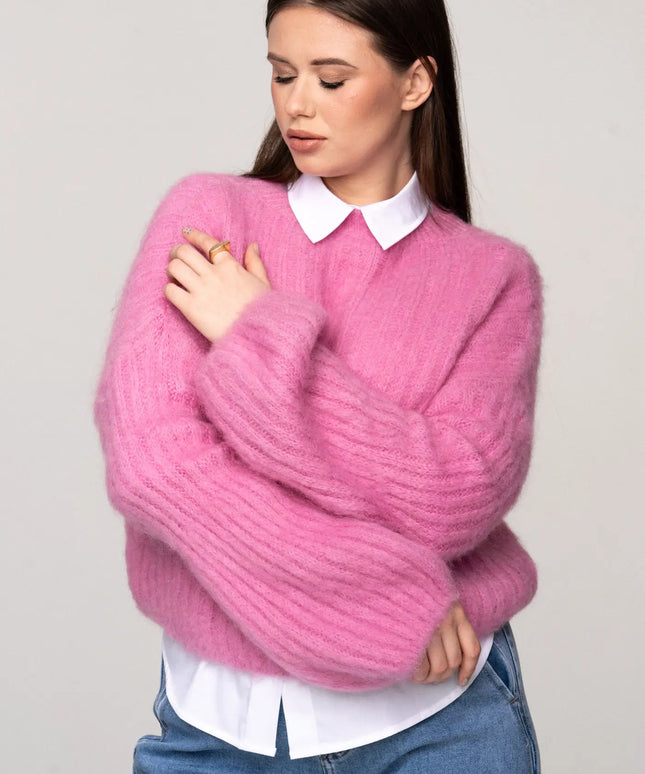 SWETER SIMPLE RÓŻ 60% MOHER