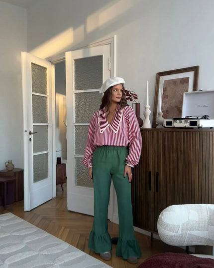 BLUZKA FELICJA W PASKI CZERWONE