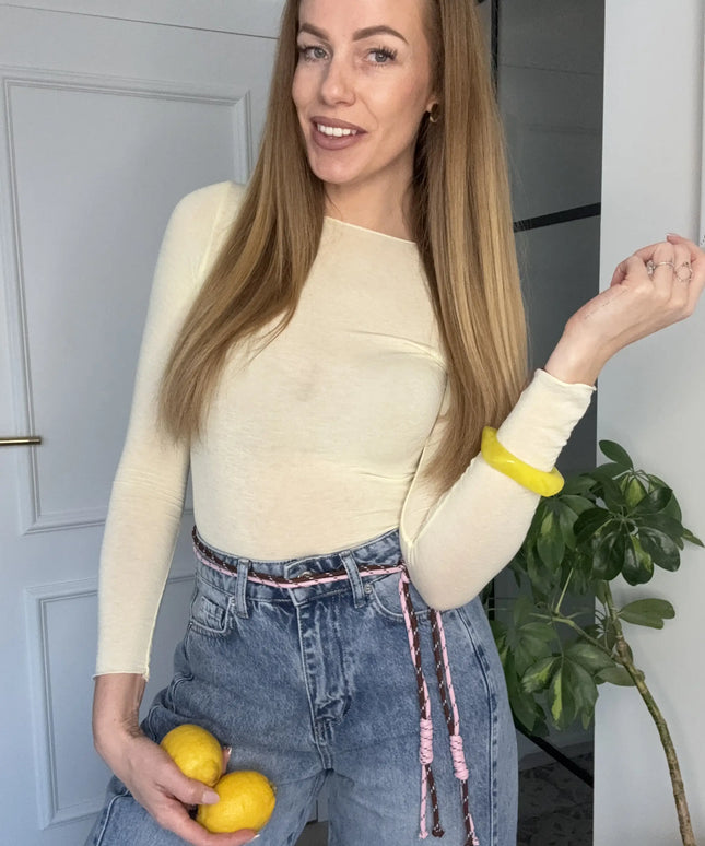 BLUZKA BIANCO Z WISKOZY I KASZMIRU CYTRYNOWA