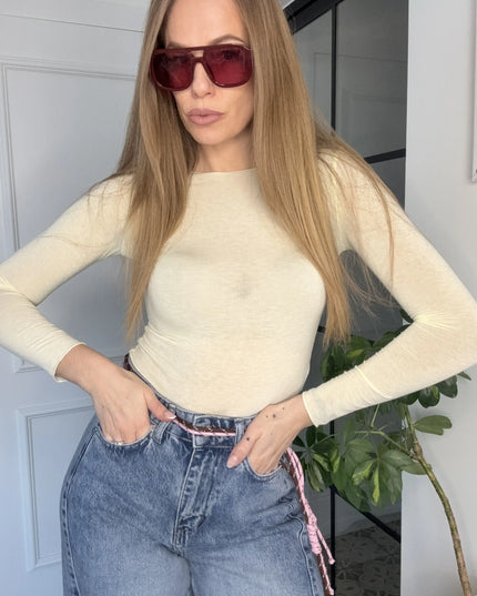 BLUZKA BIANCO Z WISKOZY I KASZMIRU CYTRYNOWA