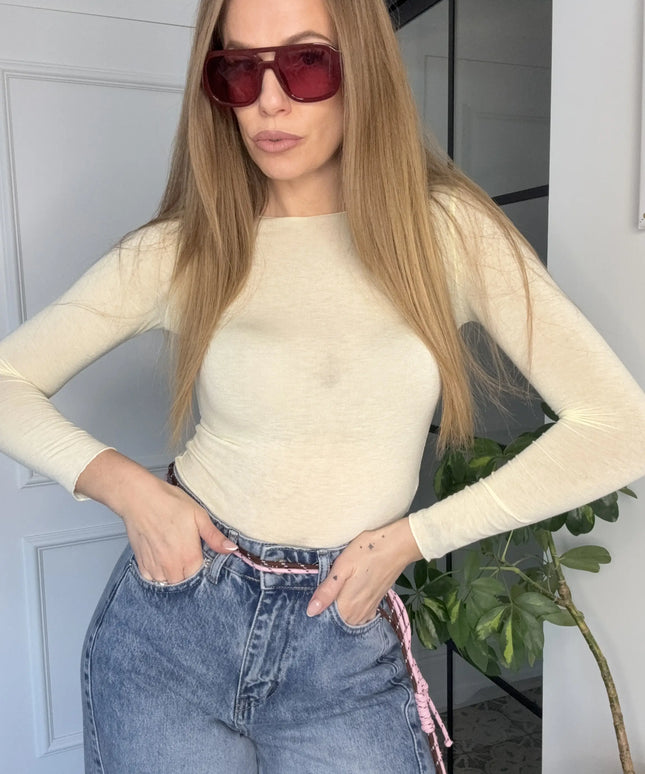 BLUZKA BIANCO Z WISKOZY I KASZMIRU CYTRYNOWA