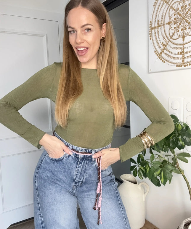 BLUZKA BIANCO Z WISKOZY I KASZMIRU OLIWKOWA