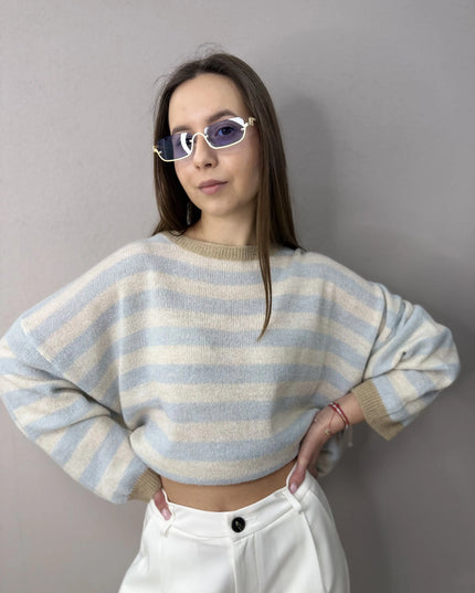 Sweter Vera w paski niebieski