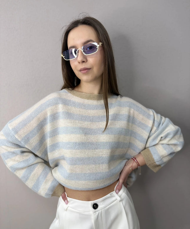 SWETER VERA W PASKI NIEBIESKI