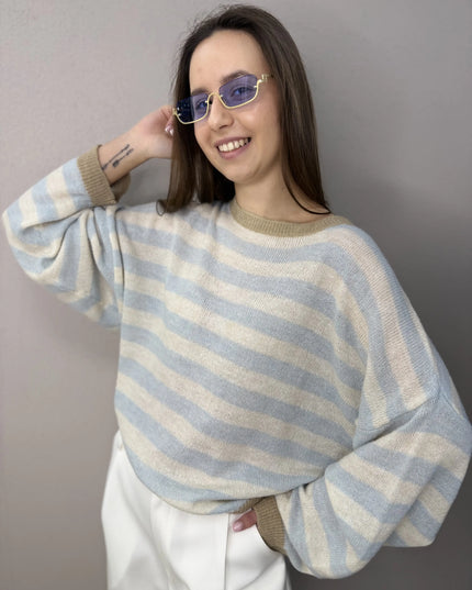 Sweter Vera w paski niebieski