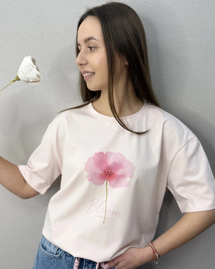 T-shirt Lilo różowy z kwiatem Lemonada