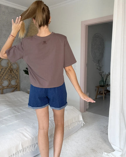 T-shirt Pillow z poduszkami w ramionach ciemny beż
