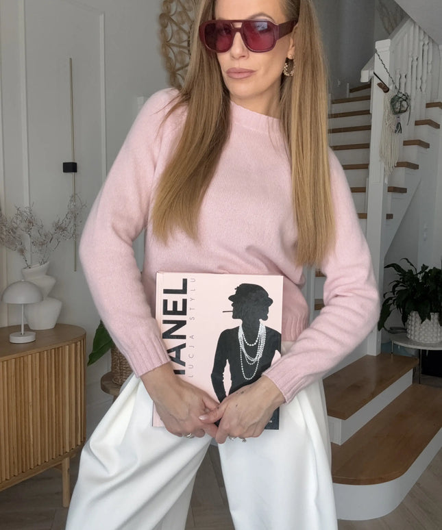 SWETER EIRA RÓŻOWY 100% WEŁNA DZIEWICZA