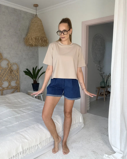 T-shirt Pillow z poduszkami w ramionach beżowy