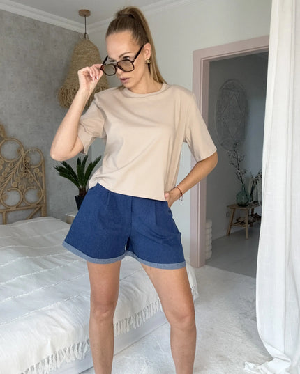 T-shirt Pillow z poduszkami w ramionach beżowy