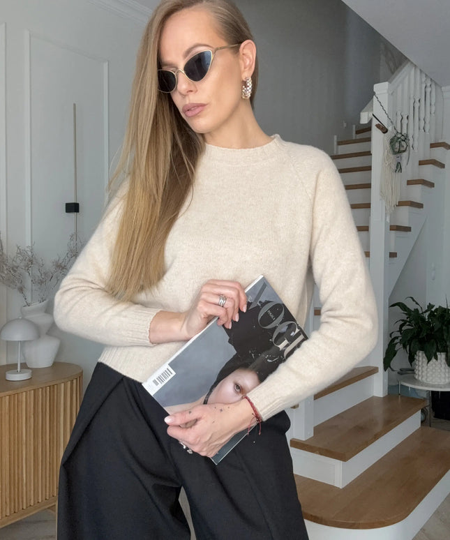 SWETER EIRA BEŻOWY 100% WEŁNA DZIEWICZA