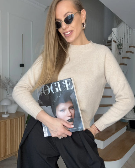 SWETER EIRA BEŻOWY 100% WEŁNA DZIEWICZA