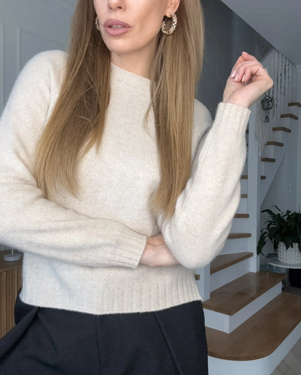 SWETER EIRA BEŻOWY 100% WEŁNA DZIEWICZA