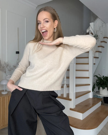 SWETER EIRA BEŻOWY 100% WEŁNA DZIEWICZA