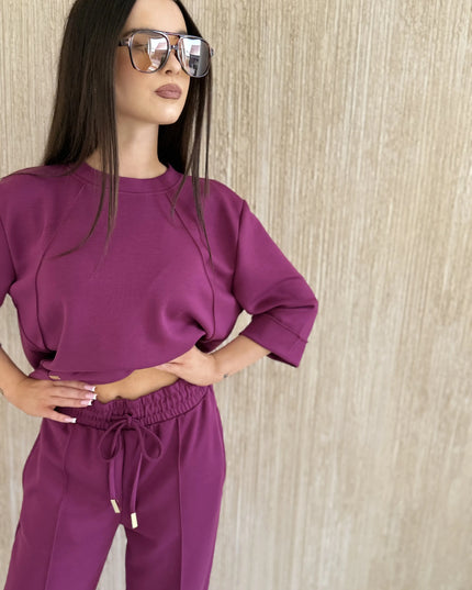 Komplet damski dresowy bluza + spodnie Marylin cyklamenowy