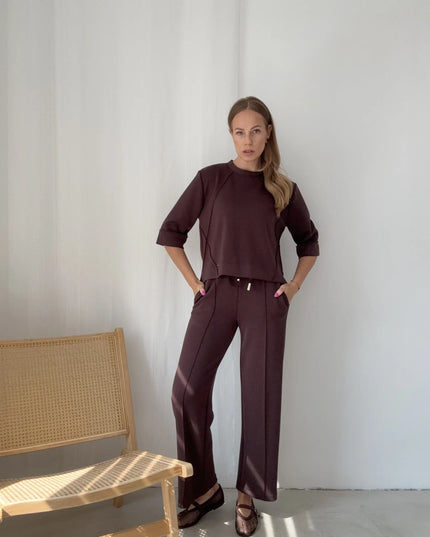 Komplet damski dresowy bluza + spodnie Marylin czekoladowy