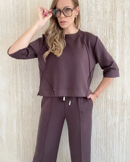 Komplet damski dresowy bluza + spodnie Marylin czekoladowy