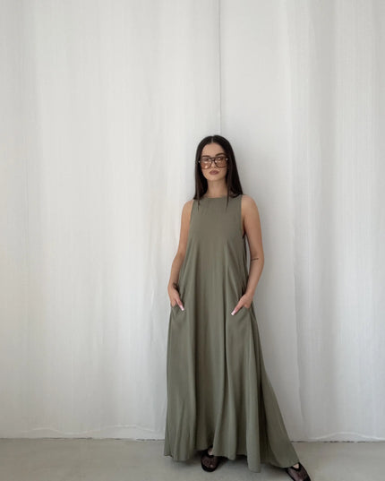 Zwiewna sukienka maxi zielona Erica