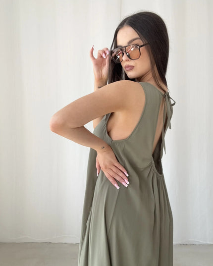 Zwiewna sukienka maxi zielona Erica