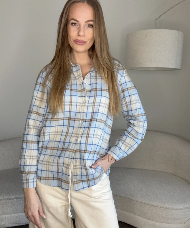 KOSZULA NICOL NIEBIESKA W KRATĘ