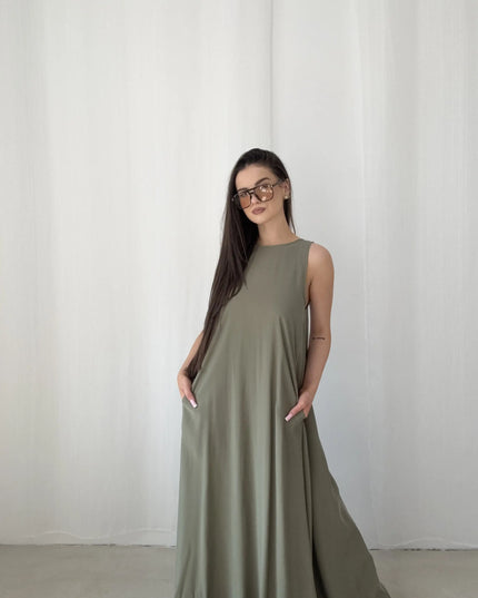 Zwiewna sukienka maxi zielona Erica