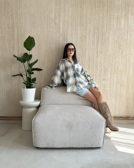 Koszula oversize w kratę z surowym wykończeniem Raw Check