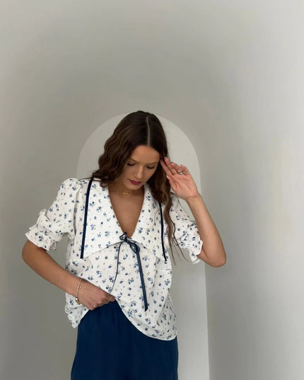 BLUZKA FLOWER NIEBIESKA