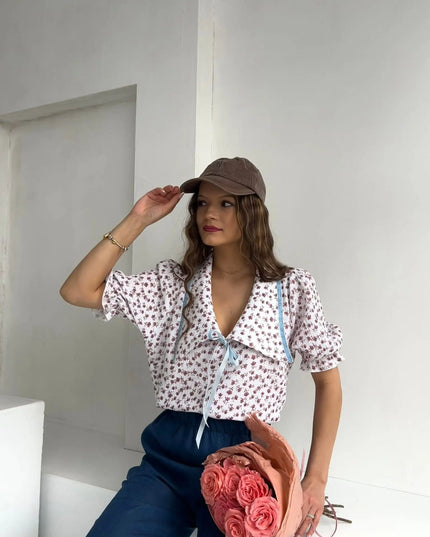 BLUZKA FLOWER CEGLASTA