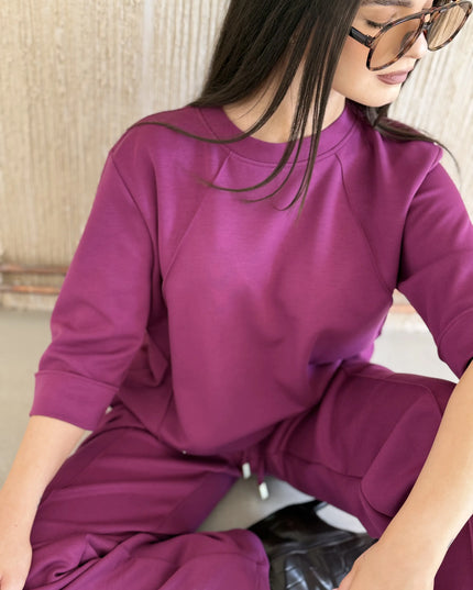 Komplet damski dresowy bluza + spodnie Marylin cyklamenowy