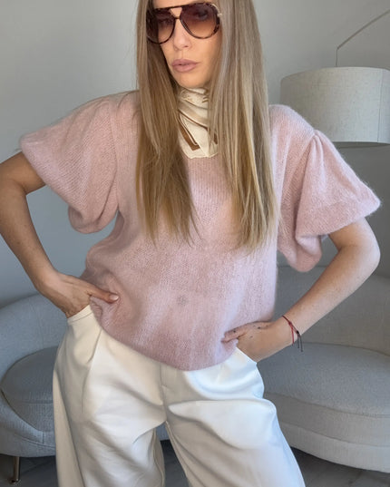 Sweter Posh różowy baby alpaka