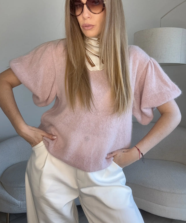 Sweter Posh różowy baby alpaka