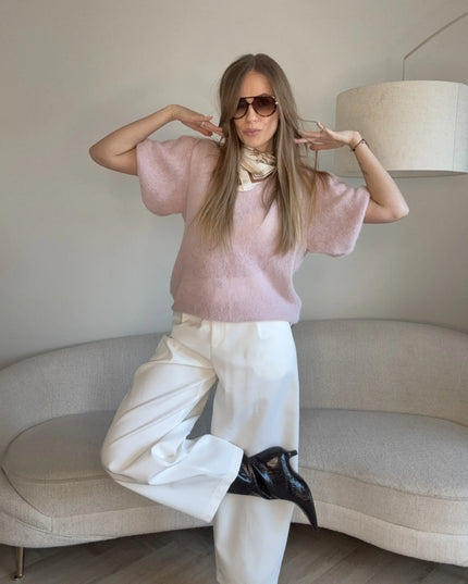 Sweter Posh różowy baby alpaka