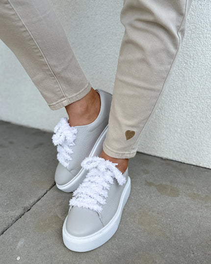 Spodnie mom fit z wysokim stanem beżowe Love