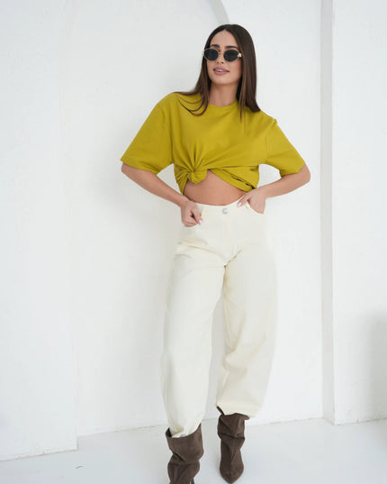 Bawełniany t-shirt Donna limonkowy