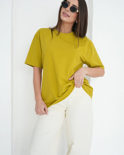 Bawełniany t-shirt Donna limonkowy