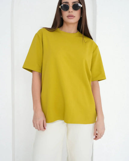Bawełniany t-shirt Donna limonkowy